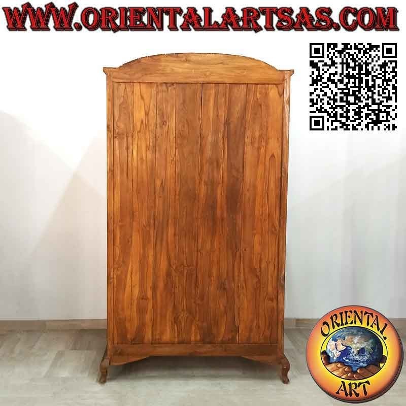 Gran armario con sombrero curvo (2 puertas y 4 estantes) en madera de teca