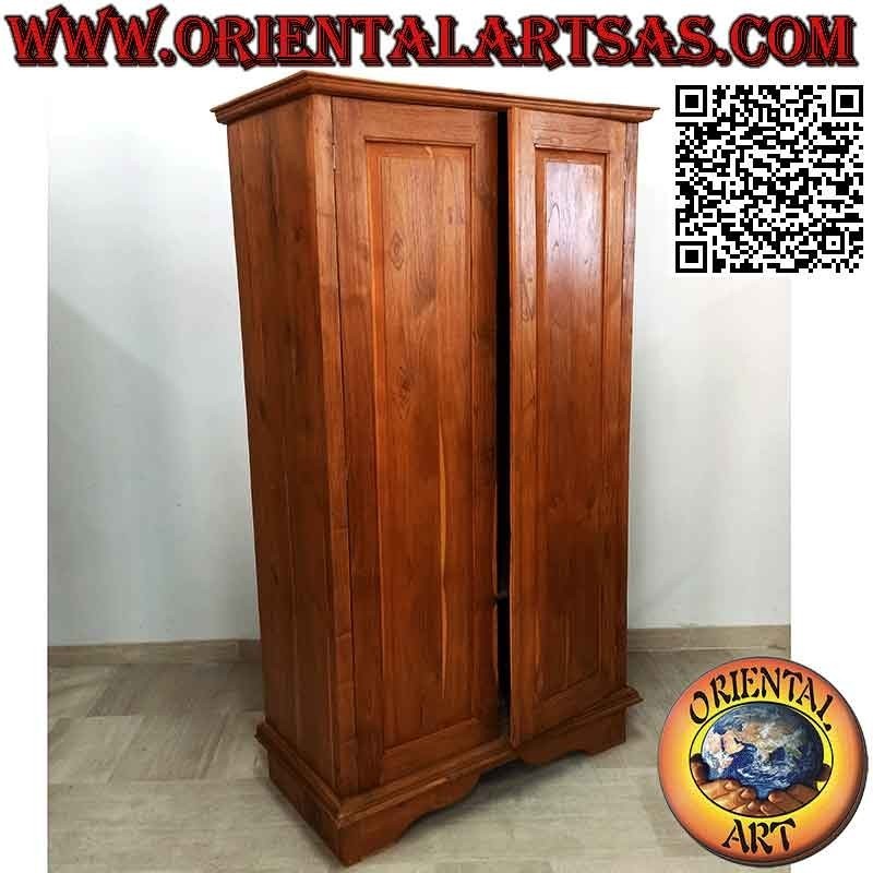 Grande armoire linéaire avec 2 portes et 4 étagères en bois de teck