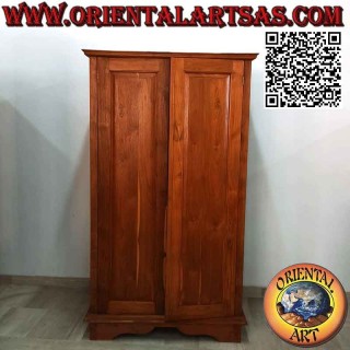 Gran armario lineal con 2 puertas y 4 baldas en madera de teca