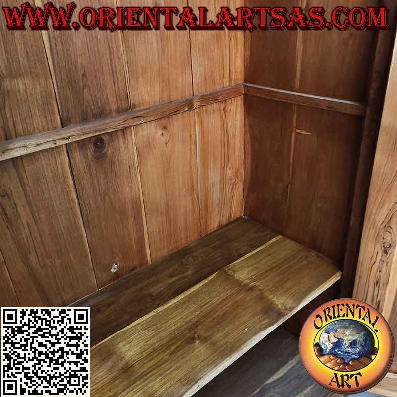 Grande armoire linéaire avec 2 portes et 4 étagères en bois de teck