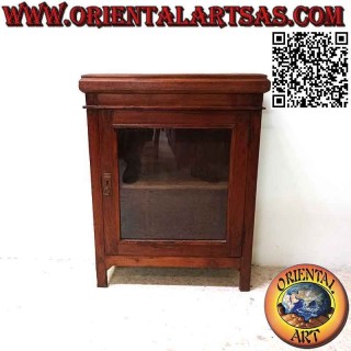 Antique display cabinet with two shelves and one door in teak wood