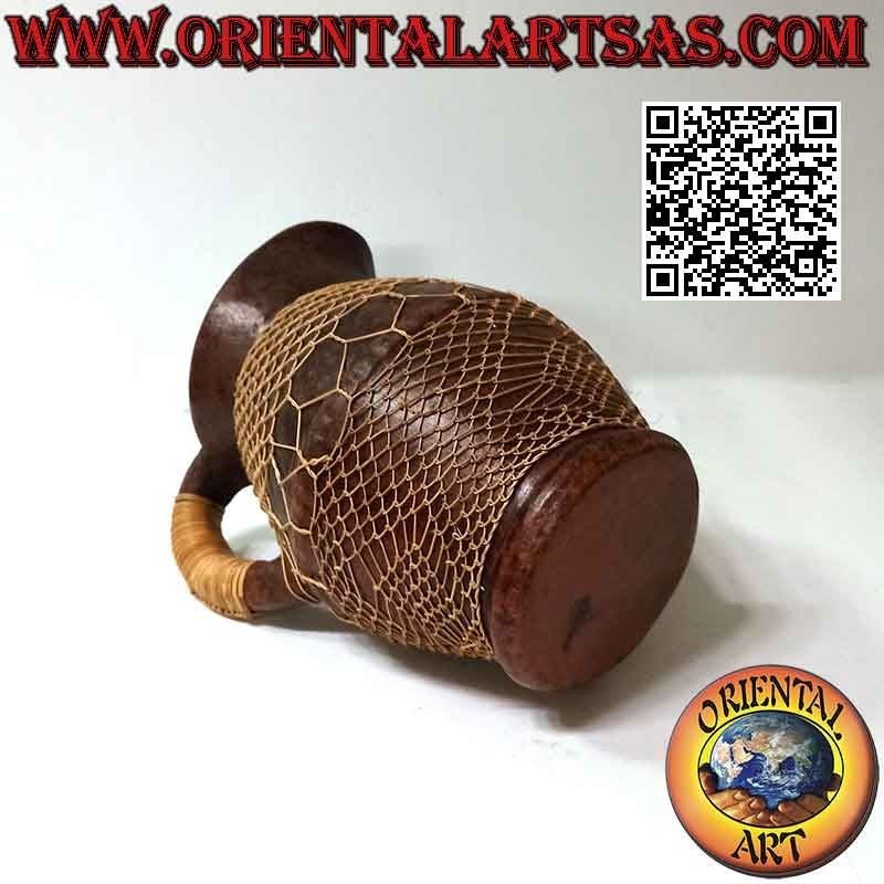Lombok jug vase in terracotta and woven wicker, handmade