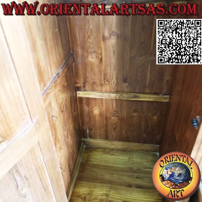 Large wardrobe with floral decoration with 2 doors, 6 shelves and 3 drawers in teak wood