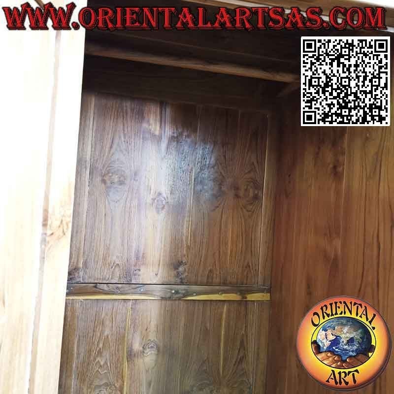 Armadio grande con decoro floreale a 2 ante, 6 ripiani e 3 cassetti in legno di teak