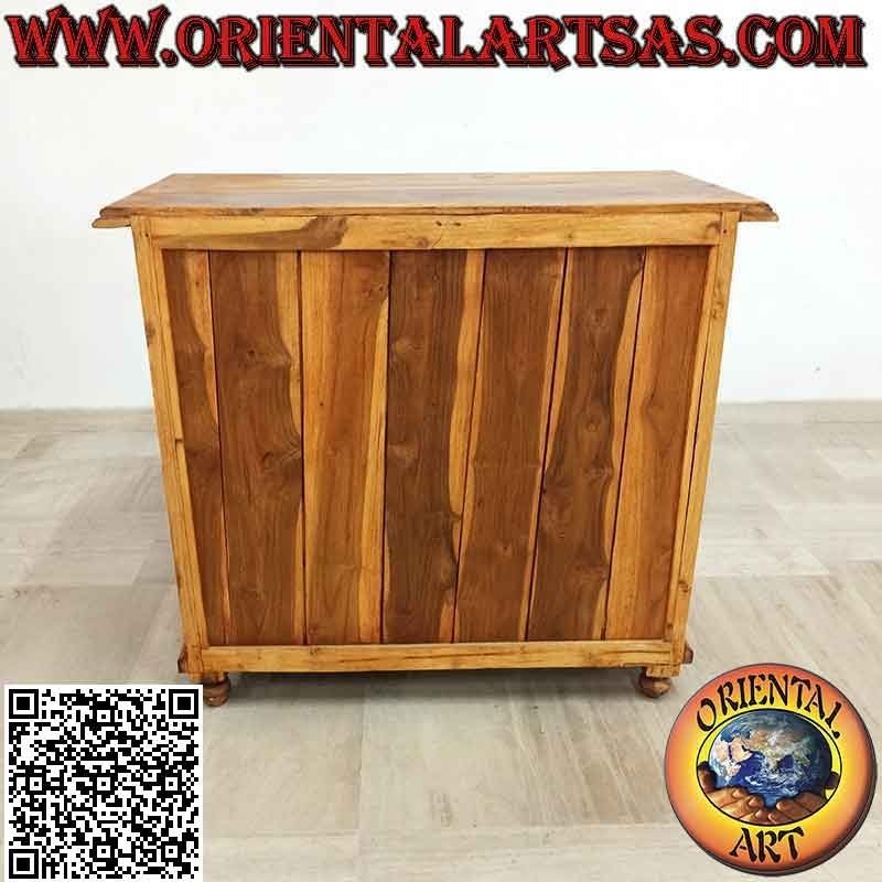 Chest of drawers with decorative columns (four large drawers and two drawers) in teak wood