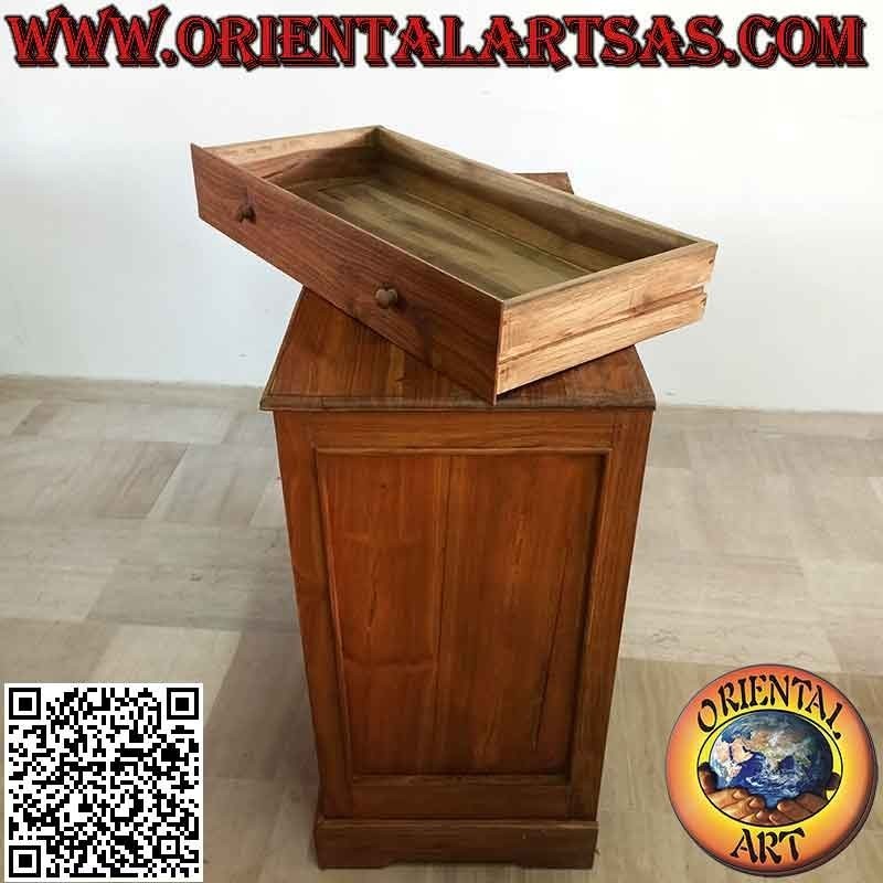 Comò rettangolare lineare con cinque cassetton in legno di teak