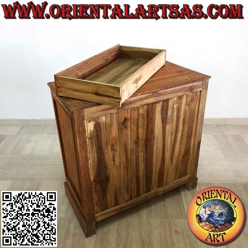 Cómoda lineal rectangular con cinco cajones en madera de teca