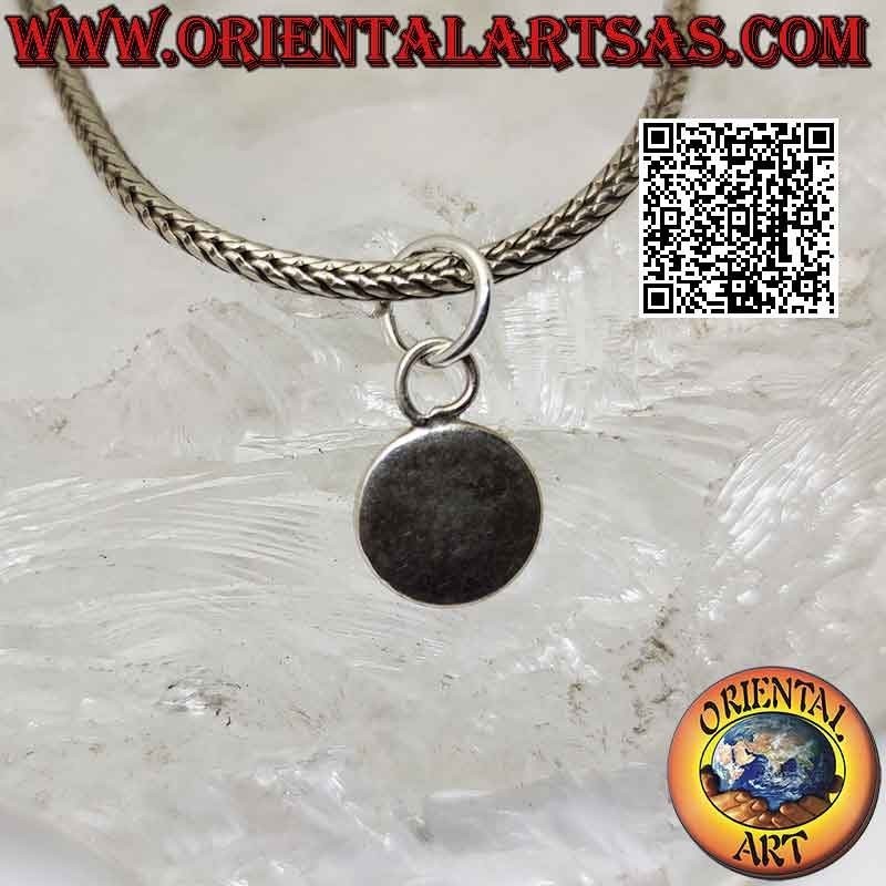 Pendentif en argent avec cimòfane rond (oeil de chat) sur monture lisse
