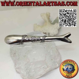 Broche en plata 925 ‰ pez liso con espirales en el centro en relieve