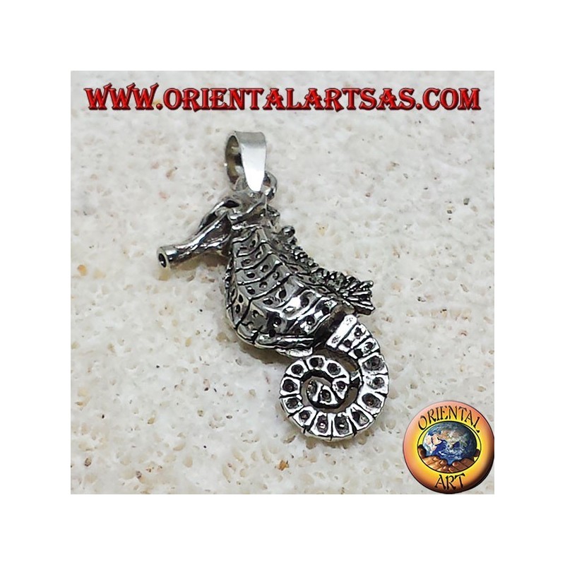 silver pendant Seahorse Hippocampus moving