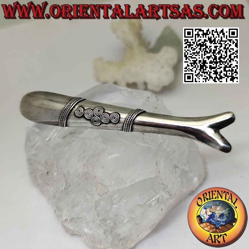 Broche en plata 925 ‰ pez liso con espirales en el centro en relieve