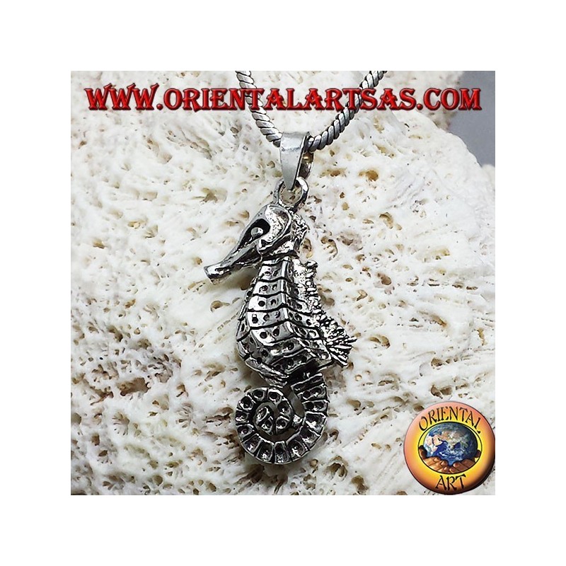 silver pendant Seahorse Hippocampus moving