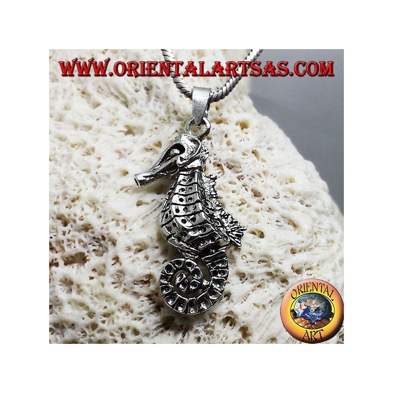 silver pendant Seahorse Hippocampus moving
