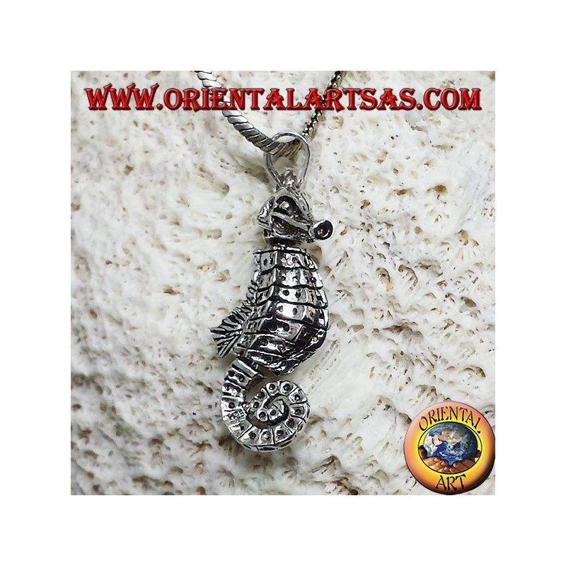 silver pendant Seahorse Hippocampus moving