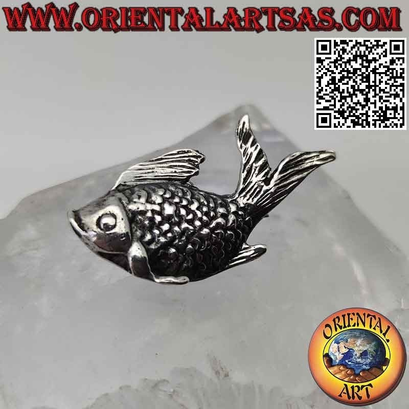Broche en argent 925‰ en forme de poisson aux écailles en relief