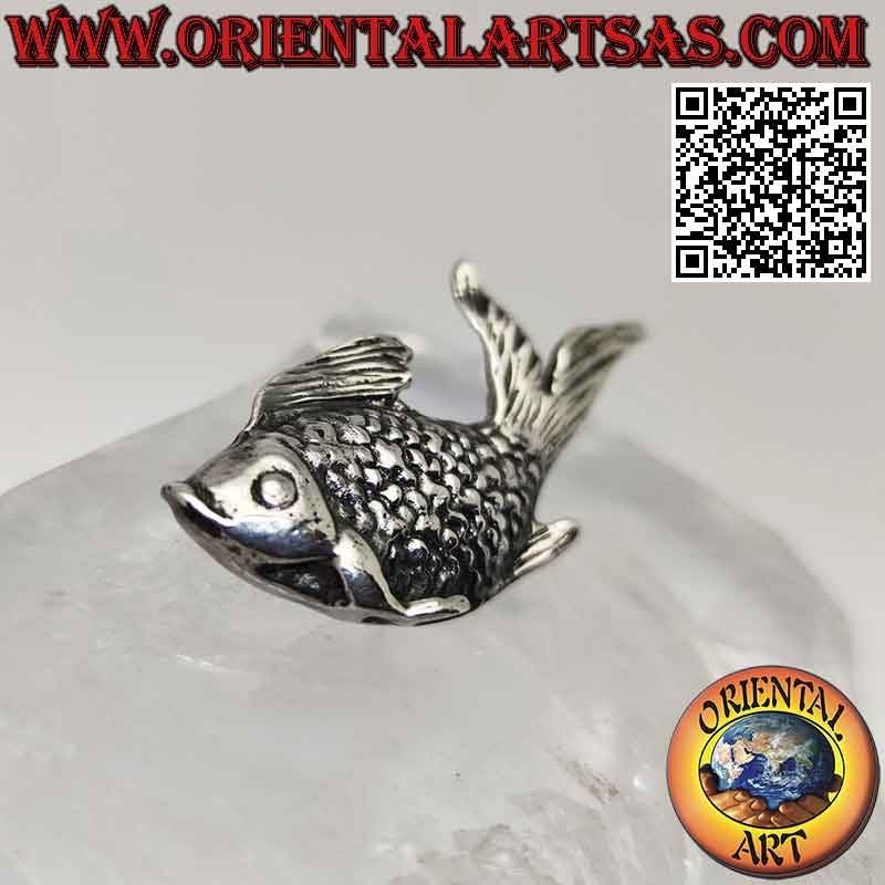 Broche en argent 925‰ en forme de poisson aux écailles en relief
