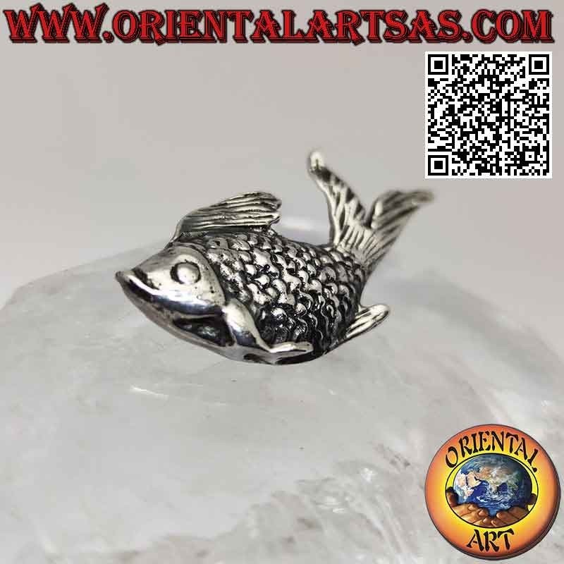 Spilla in argento 925 ‰ a forma di pesce con squame in rilievo