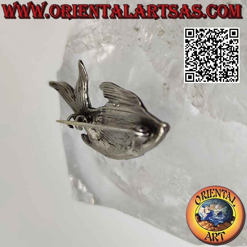 925 ‰ silver brooch in the shape of a fish with raised scales
