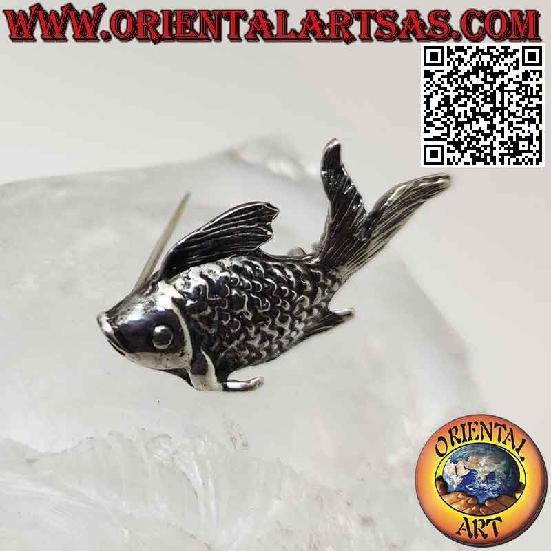 Broche en argent 925‰ en forme de poisson aux écailles en relief
