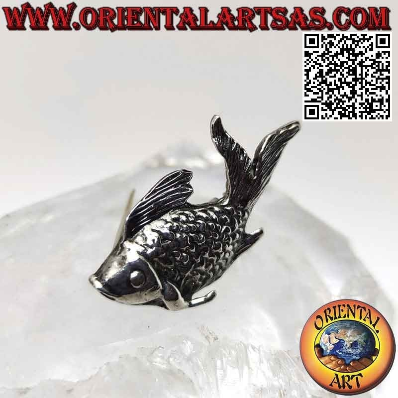 Broche de plata 925 ‰ en forma de pez con escamas levantadas