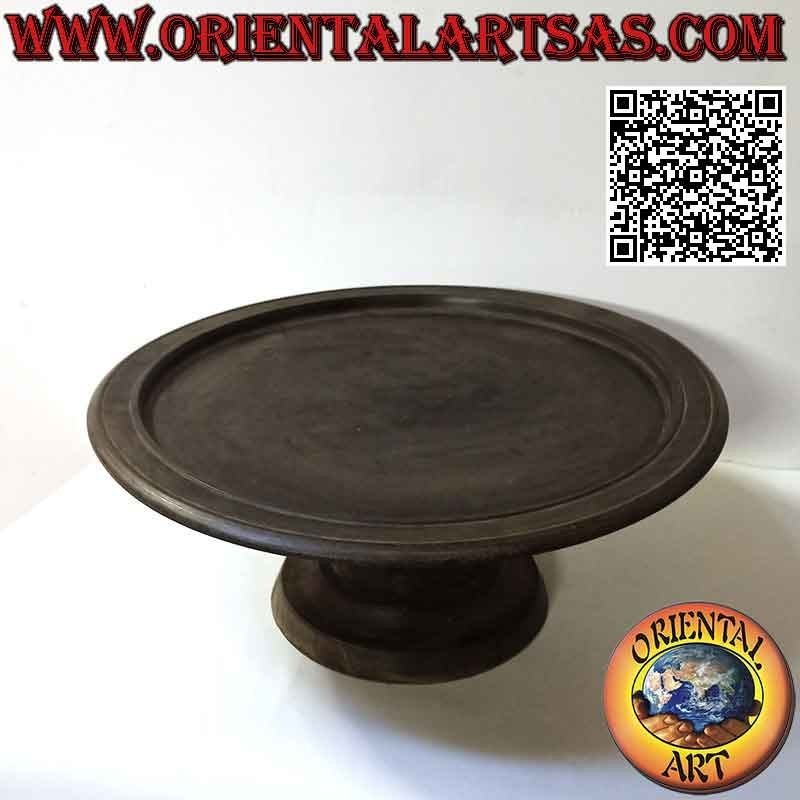 Vassoio alzatina per dolci tondo liscio di Lombok in legno di mogano da 44 cm