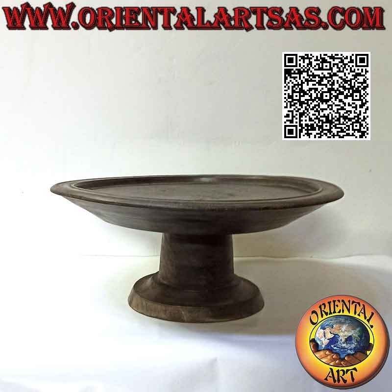 Présentoir à gâteaux rond lisse Lombok en bois d'acajou 44 cm