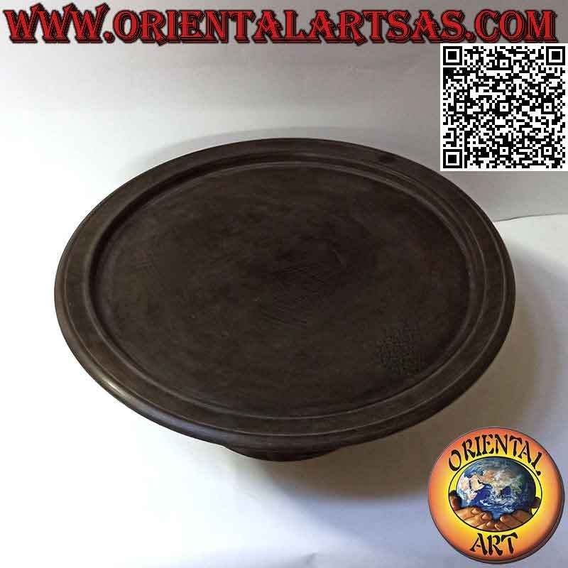 Présentoir à gâteaux rond lisse Lombok en bois d'acajou 44 cm