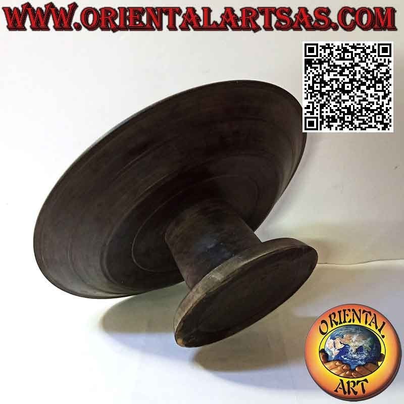 Présentoir à gâteaux rond lisse Lombok en bois d'acajou 44 cm