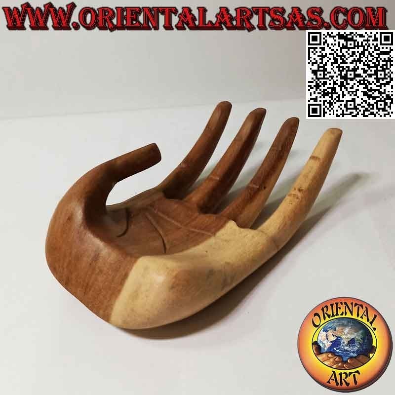 Schmuck-Skulptur "Offene Hand" aus Suarholz 20 cm (natur)