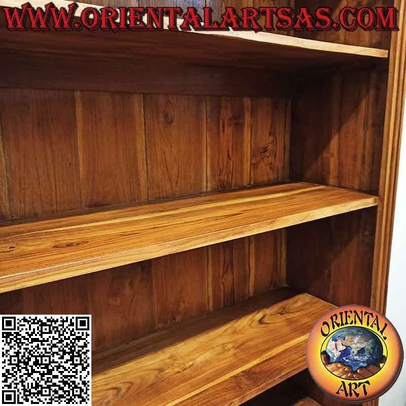 Bücherregal mit fünf Regalen und zwei Schubladen mit geschlossenen Seiten aus Teakholz (215x110x39)