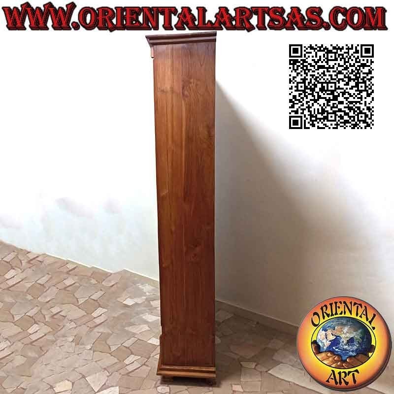 Libreria a cinque ripiani e due cassetti con laterali chiusi in legno di teak (215x110x39)
