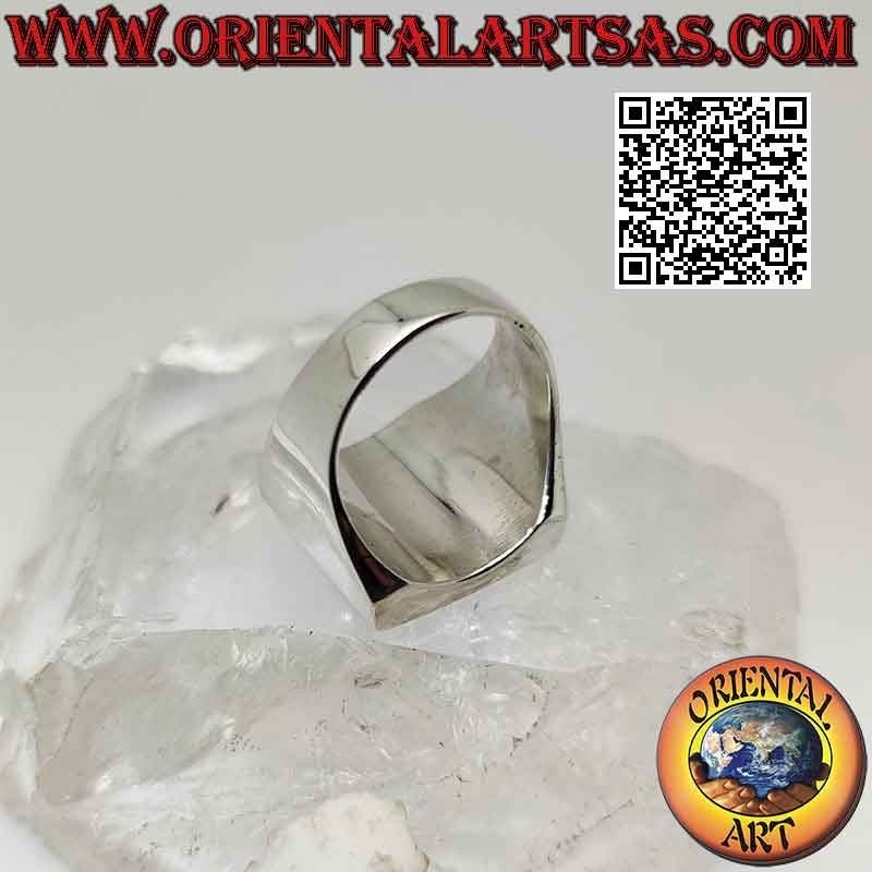 Anillo de plata lisa con ónix cuadrado al ras de canto 17x17 mm