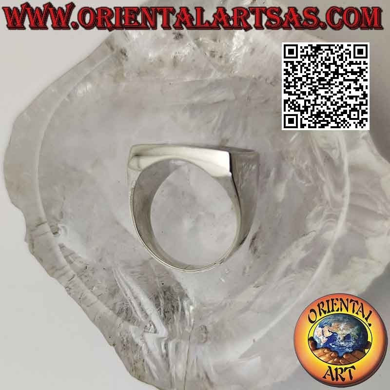 Bague argent lisse avec onyx carré affleurant 17x17 mm