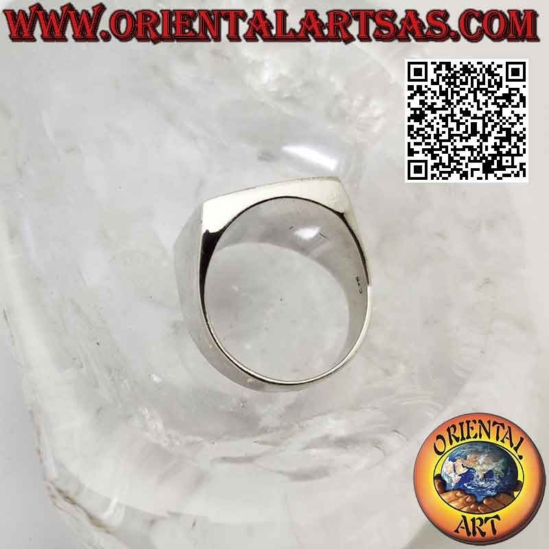 Anillo de plata lisa con borde rasante de ónix cuadrado 15x15 mm (fino)