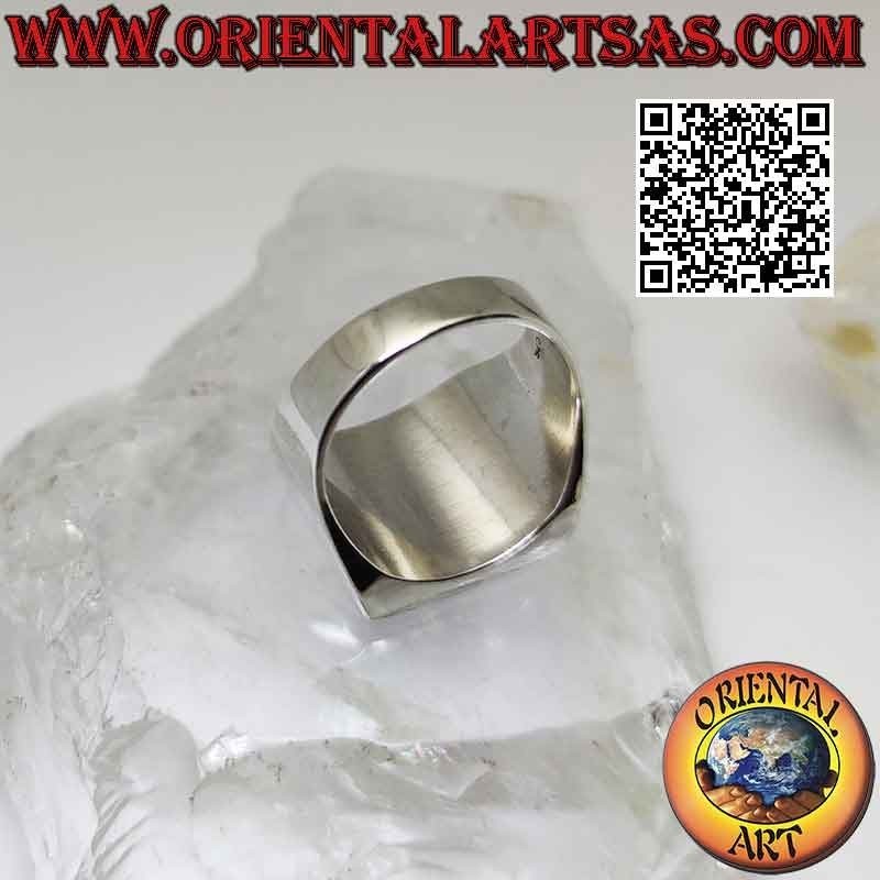Glatter Silberring mit quadratischer bündiger Onyxkante 15x15 mm (dünn)