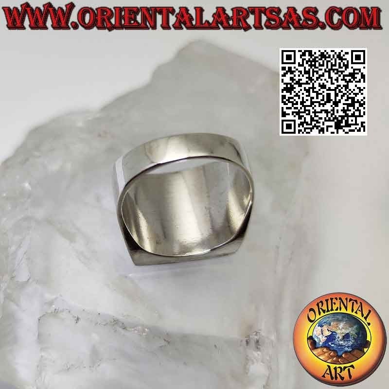 Anello in argento liscio con onice quadrata a filo bordo 15x15 mm (sottile)