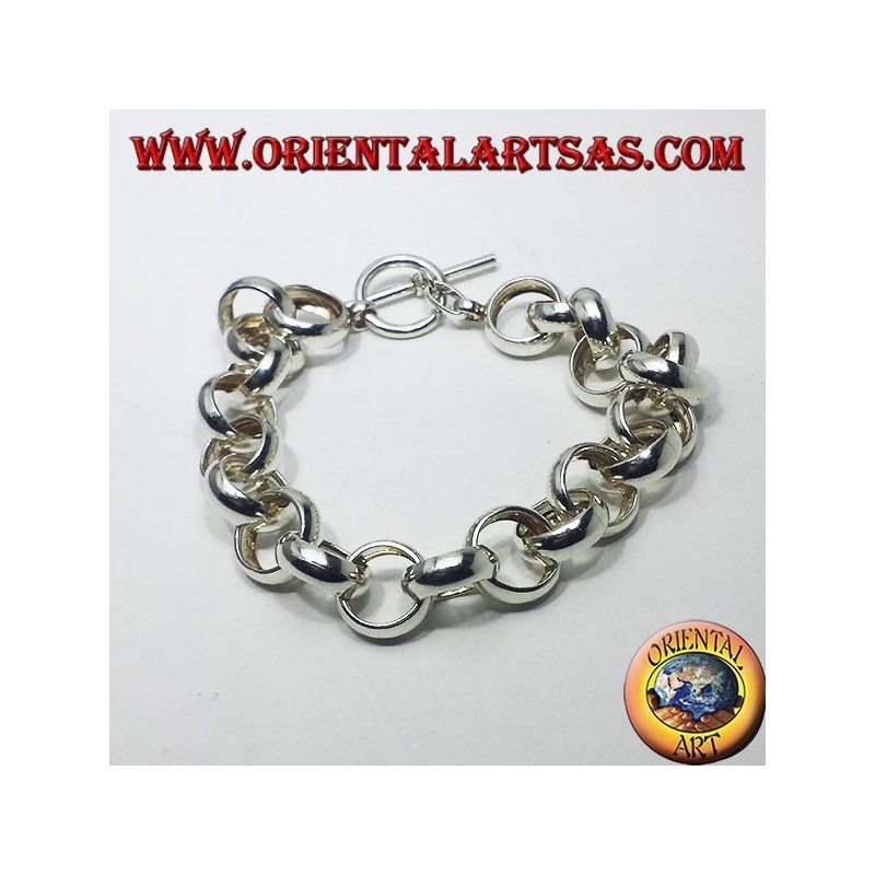 Silver bracelet with rings