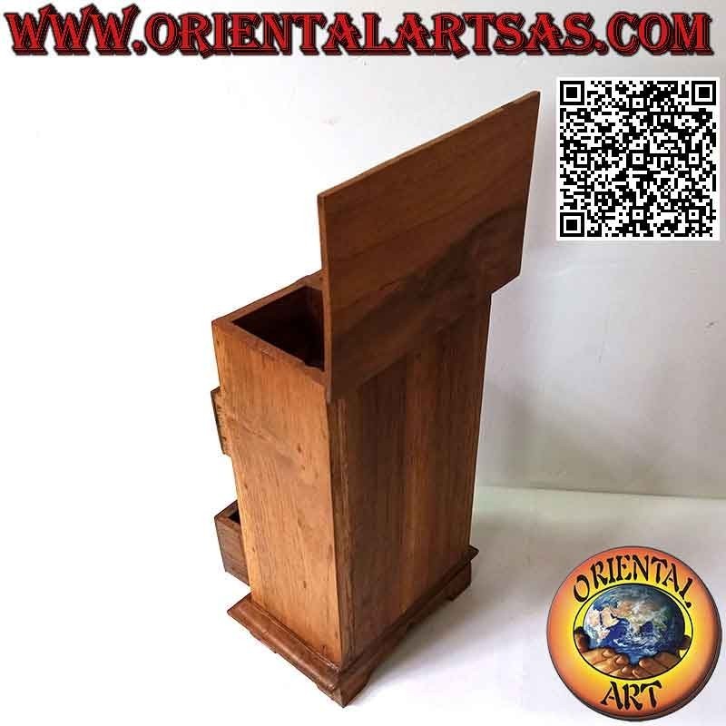 Bacheca a cassettiera di 6 cassetti e coperchio apribile in legno di teak