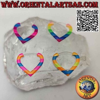 Pendientes corazón multicolor en silicona hipoalergénica