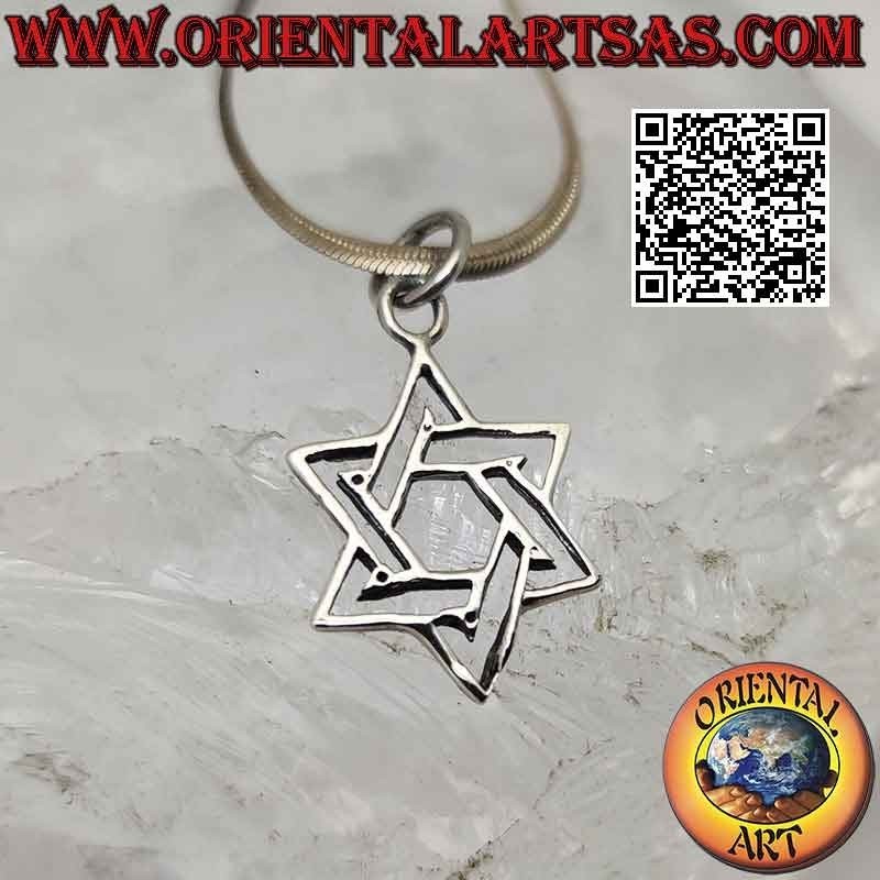 Ciondolo in argento, contorno di stella di David o sigillo di Salomone