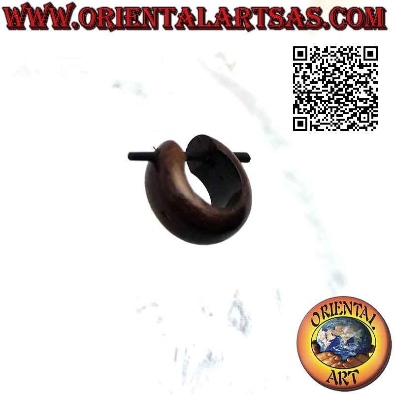 Boucles d'oreilles créoles en bois classiques 12 mm, marron foncé brillant