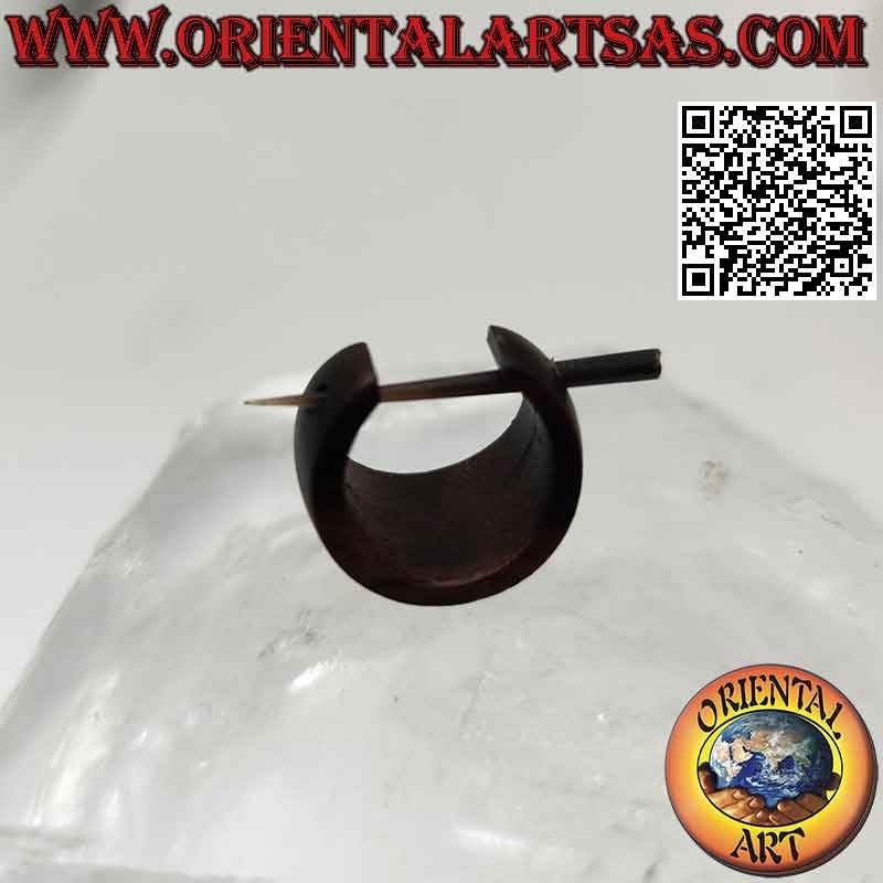Orecchini a cerchio in legno crescente da 14 mm,  marrone lucido