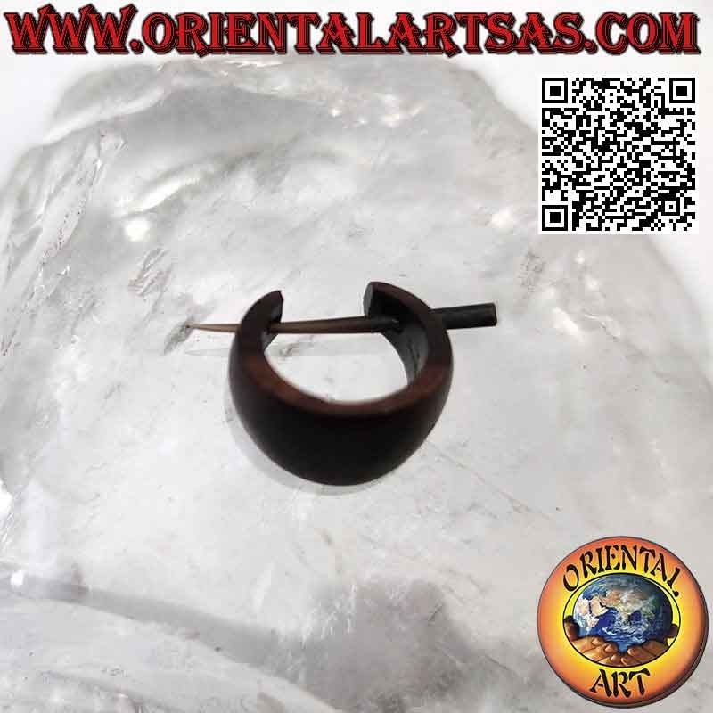 14mm crescent wood hoop earrings, shiny brown