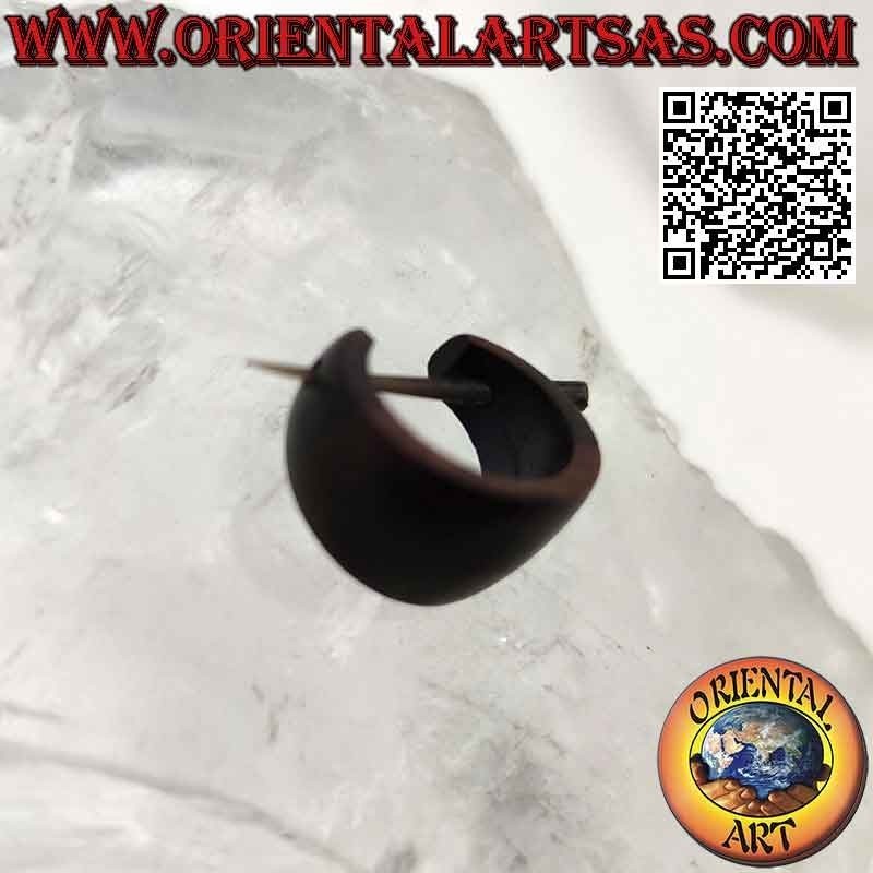 Orecchini a cerchio in legno crescente da 14 mm,  marrone lucido