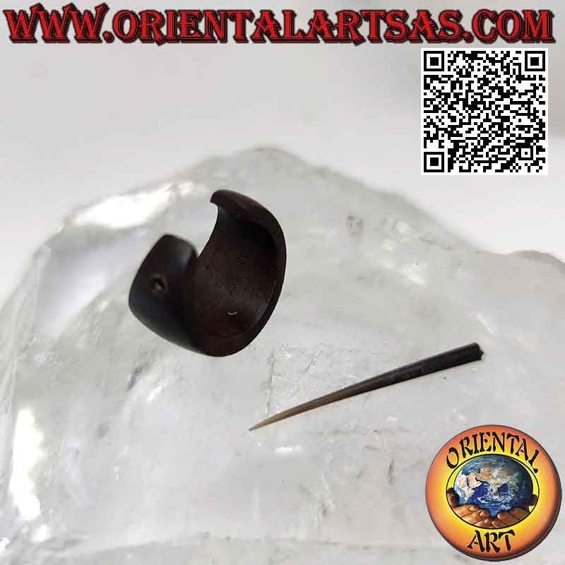 Boucles d'oreilles créoles bois croissant 14mm, marron brillant