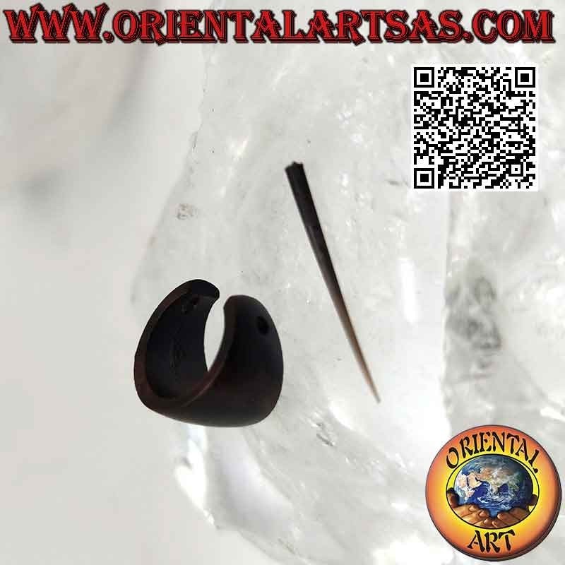 Orecchini a cerchio in legno crescente da 14 mm,  marrone lucido