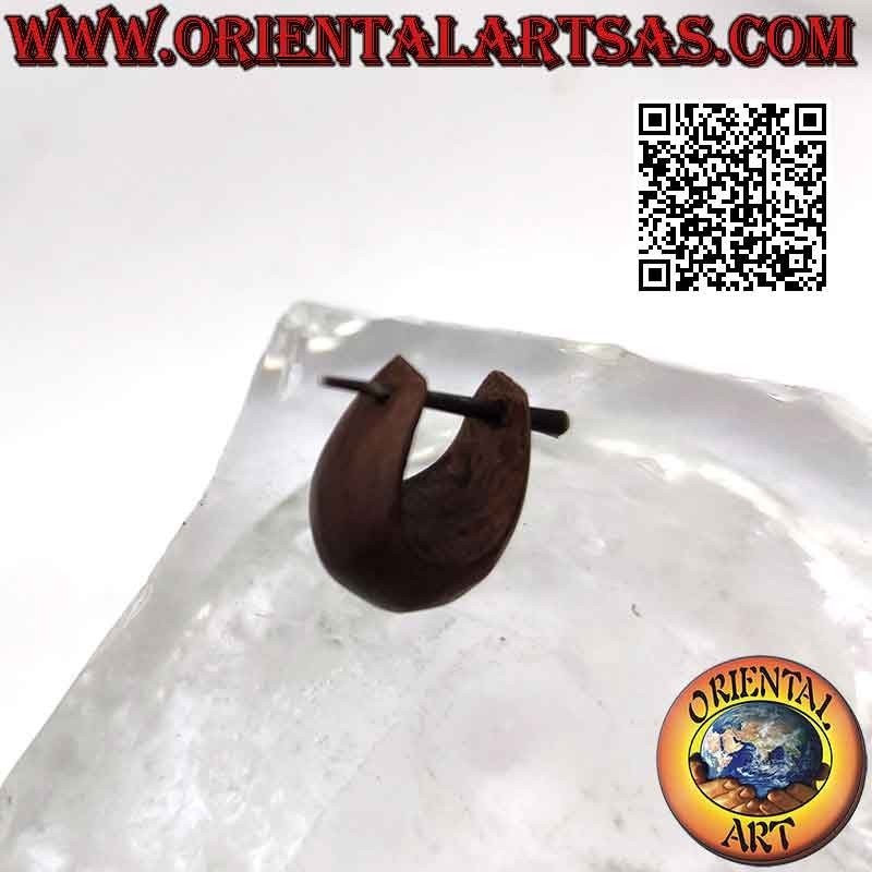 Boucles d'oreilles créoles en bois avec goutte arrondie mm, marron mat