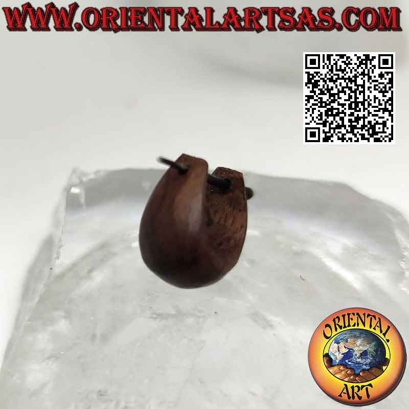 Pendientes de aro de madera con gota redondeada mm, marrón mate