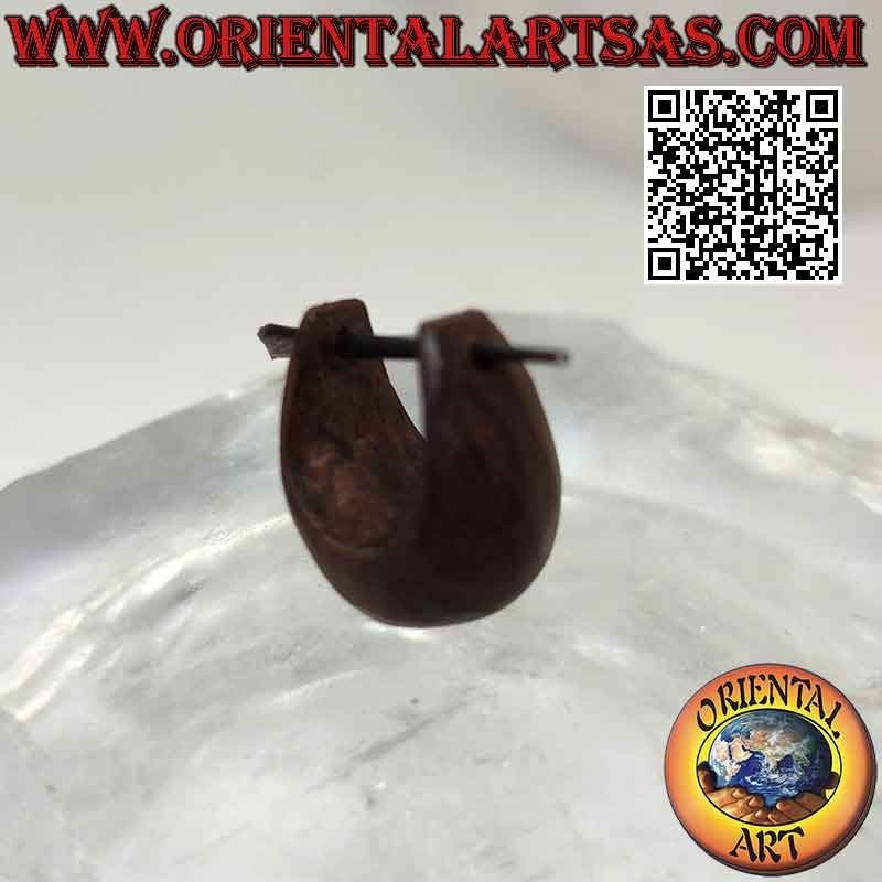 Pendientes de aro de madera con gota redondeada mm, marrón mate