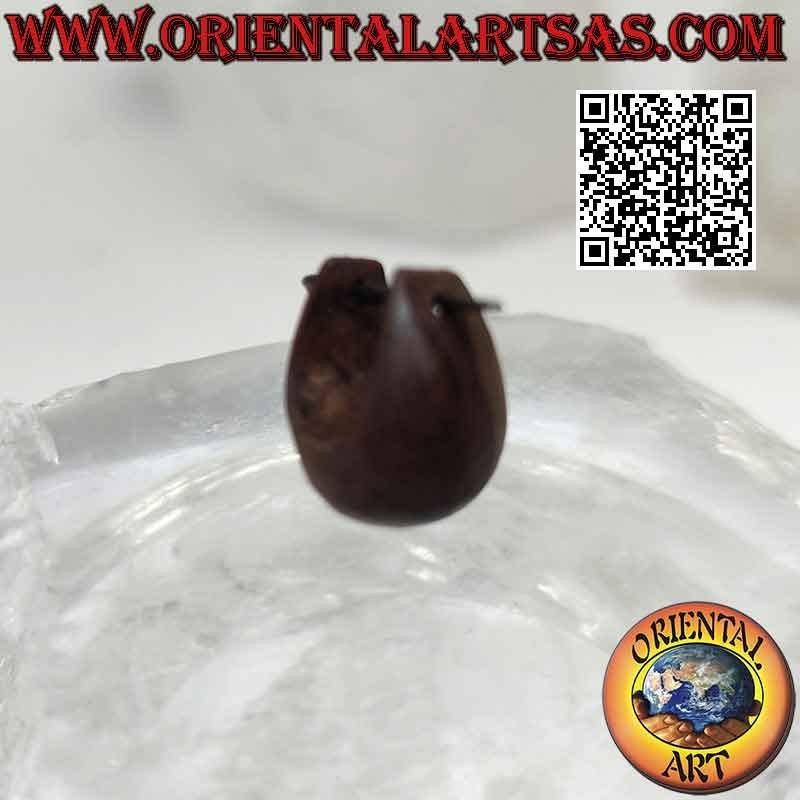 Pendientes de aro de madera con gota redondeada mm, marrón mate